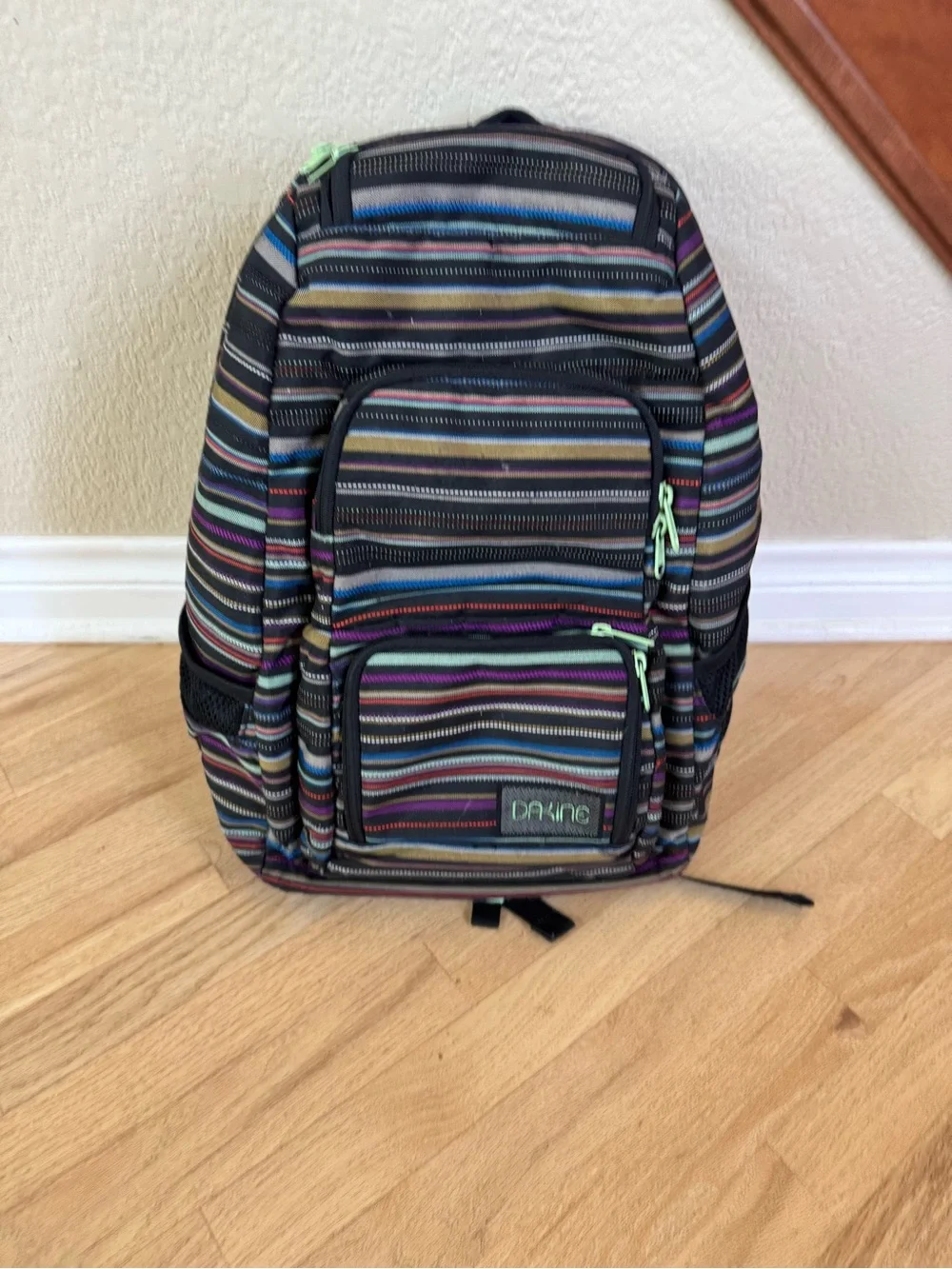 Dakine Striped Backpack Laptop School Travel Bookbag Black Multicolor Mint